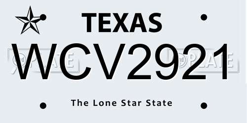 WCV2921 Texas License Plate