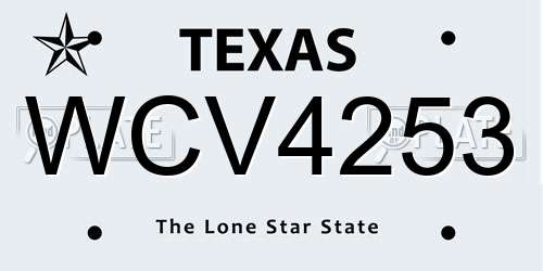 WCV4253 Texas License Plate
