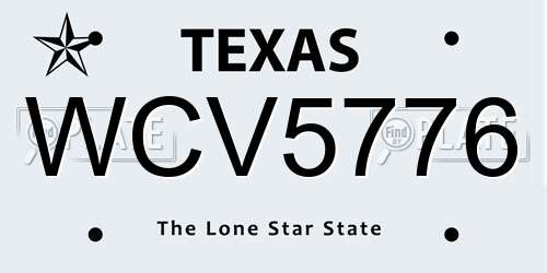 WCV5776 Texas License Plate