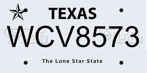 WCV8573 Texas License Plate