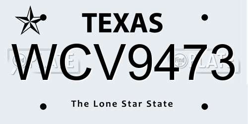 WCV9473 Texas License Plate