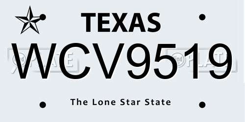 WCV9519 Texas License Plate