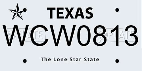 WCW0813 Texas License Plate