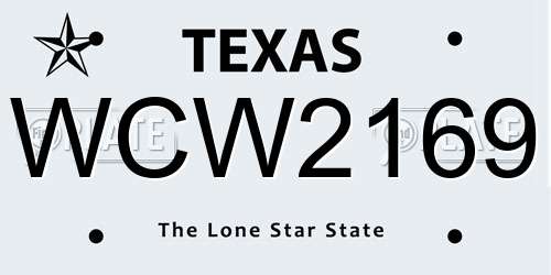 WCW2169 Texas License Plate