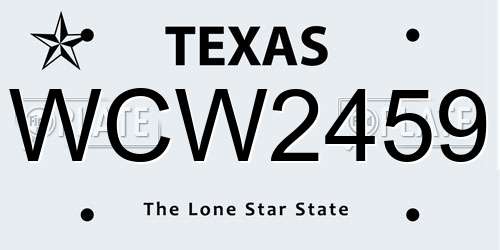WCW2459 Texas License Plate