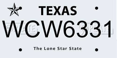 WCW6331 Texas License Plate