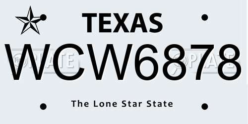 WCW6878 Texas License Plate