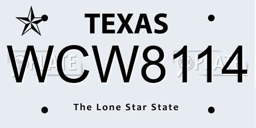 WCW8114 Texas License Plate
