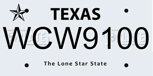WCW9100 Texas License Plate