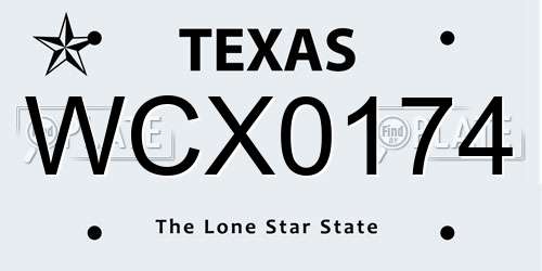 WCX0174 Texas License Plate