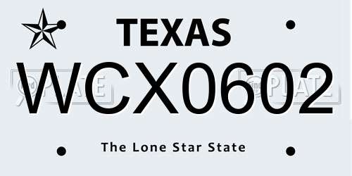 WCX0602 Texas License Plate