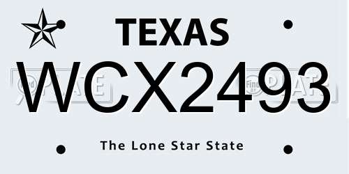 WCX2493 Texas License Plate