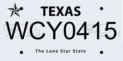 WCY0415 Texas License Plate