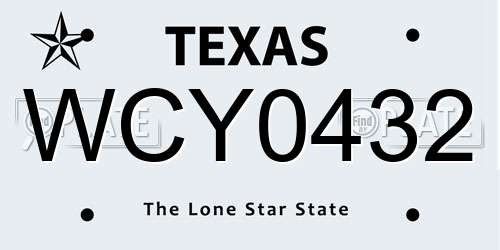 WCY0432 Texas License Plate