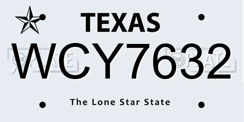 WCY7632 Texas License Plate