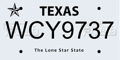 WCY9737 Texas License Plate