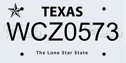 WCZ0573 Texas License Plate