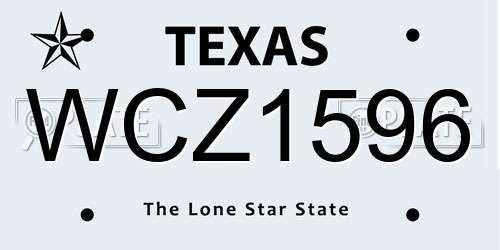 WCZ1596 Texas License Plate