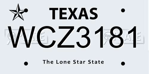 WCZ3181 Texas License Plate