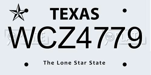 WCZ4779 Texas License Plate