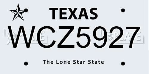 WCZ5927 Texas License Plate