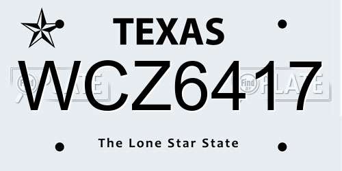 WCZ6417 Texas License Plate