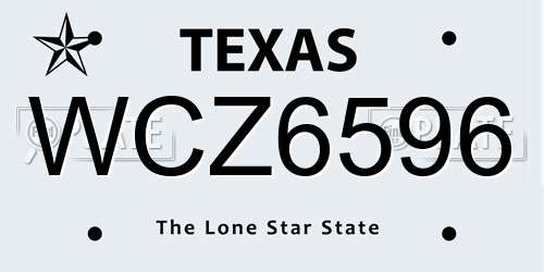 WCZ6596 Texas License Plate
