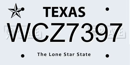 WCZ7397 Texas License Plate