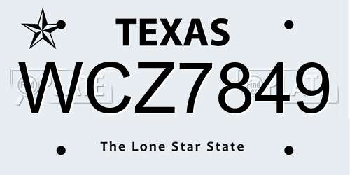 WCZ7849 Texas License Plate