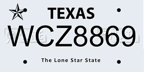 WCZ8869 Texas License Plate