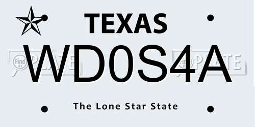 WD0S4A Texas License Plate