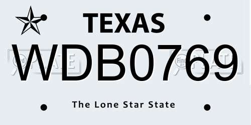 WDB0769 Texas License Plate