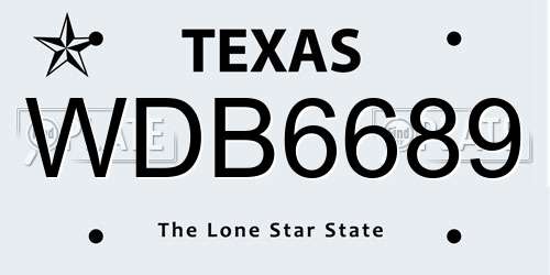WDB6689 Texas License Plate