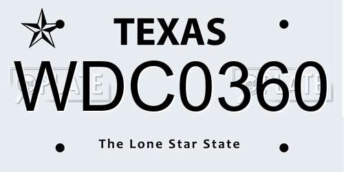 WDC0360 Texas License Plate