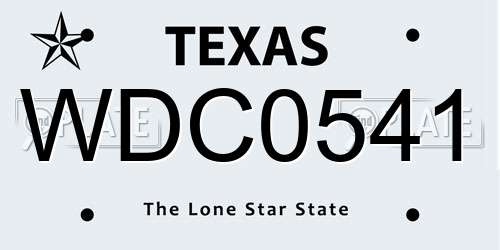 WDC0541 Texas License Plate