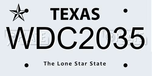 WDC2035 Texas License Plate