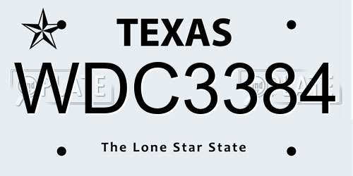 WDC3384 Texas License Plate