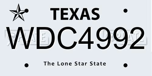 WDC4992 Texas License Plate