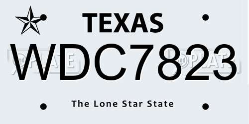 WDC7823 Texas License Plate