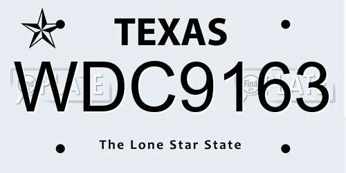 WDC9163 Texas License Plate