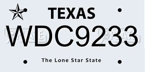 WDC9233 Texas License Plate