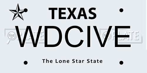 WDCIVE Texas License Plate