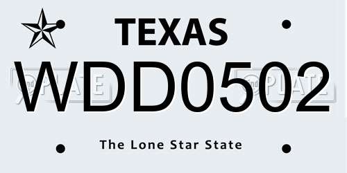 WDD0502 Texas License Plate