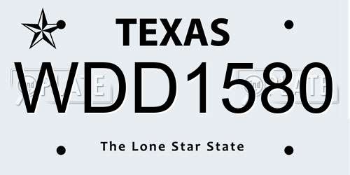 WDD1580 Texas License Plate