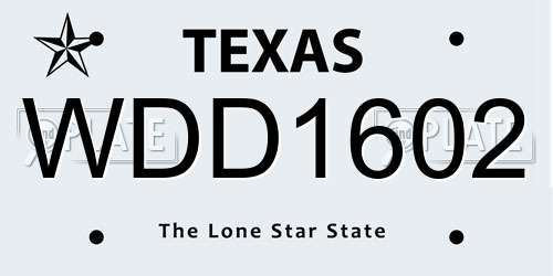 WDD1602 Texas License Plate
