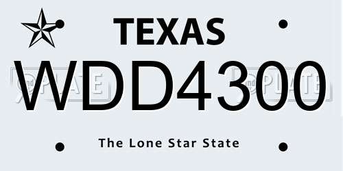 WDD4300 Texas License Plate