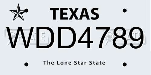 WDD4789 Texas License Plate
