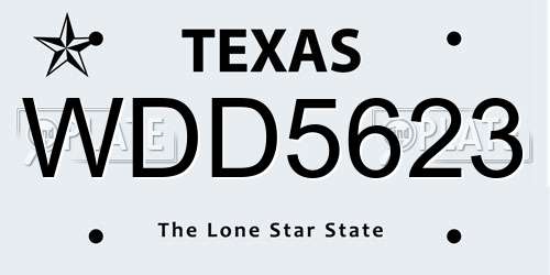 WDD5623 Texas License Plate