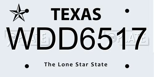 WDD6517 Texas License Plate
