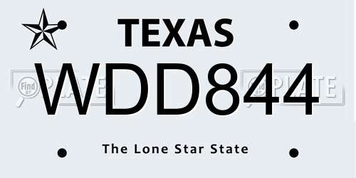WDD844 Texas License Plate